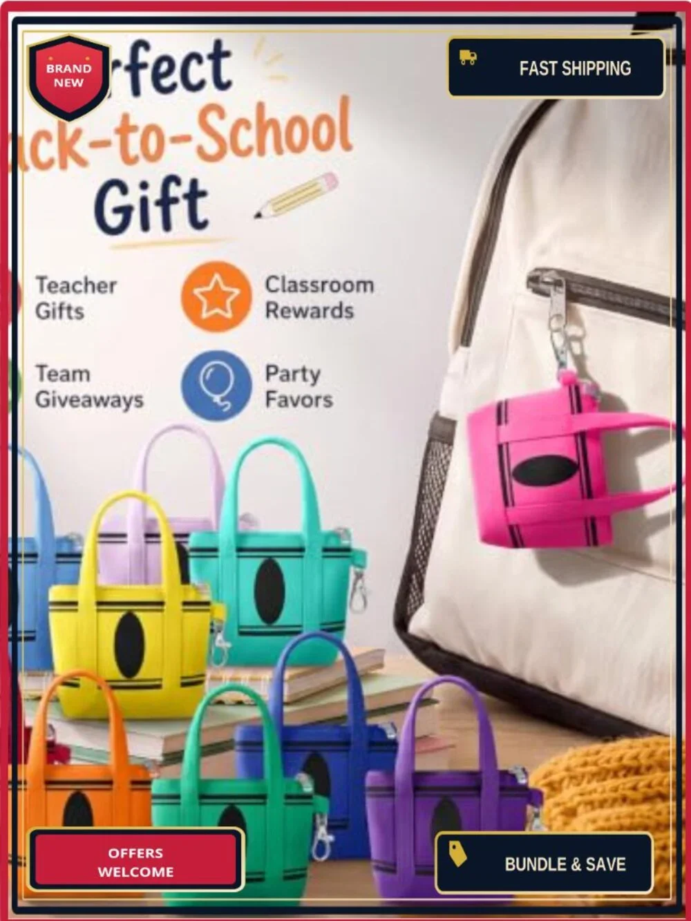 Set of 10 Mini Canvas Tote Keychains with Zipper, Cute Pouch for Keys,